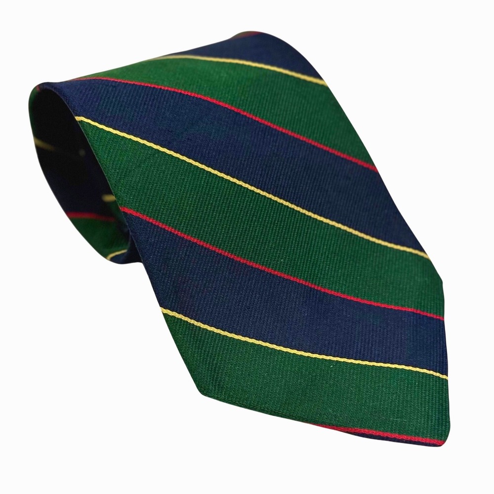 VTG Men's Striped Tie Sturbridge USA Made Green Blue Red Heritage Preppy